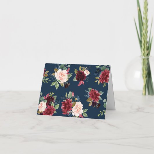 Boho Burgundy Blush Wedding Dankeschön Karte (Rückseite)