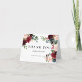 Boho Burgundy Blush Wedding Dankeschön Karte (Vorderseite)