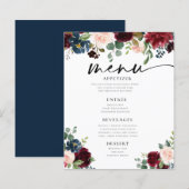 Boho Burgundy Blush Wedding Flat Menu (Vorne/Hinten)