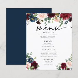 Boho Burgundy Blush Wedding Flat Menu