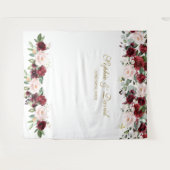 Boho Burgundy Blush Wedding Foto Stand Hintergrund Wandteppich (Vorderseite (Horizontal))