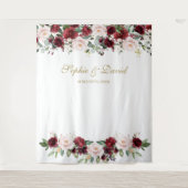 Boho Burgundy Blush Wedding Foto Stand Hintergrund Wandteppich (Vorderseite)