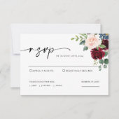 Boho Burgundy Blush Wedding RSVP Card Mitteilungskarte (Vorderseite)
