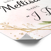 Boho burgundy Blütengoldrahmen-Abklingzeichen Poster (Ecke)