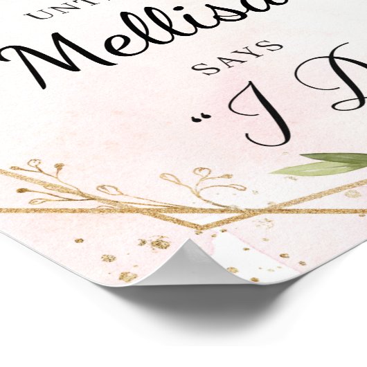 Boho burgundy Blütengoldrahmen-Abklingzeichen Poster (Ecke)