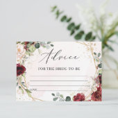 Boho burgundy Blütengoldservice für die Braut Begleitkarte (Stehend Vorderseite)