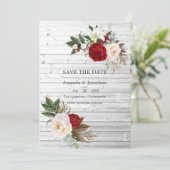 Boho Burgundy - Bohemische Hochzeit in Marsala Flo Save The Date (Stehend Vorderseite)