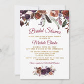 Boho Burgundy Brautparty Einladung (Vorderseite)