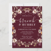Boho Burgundy Brunch und Bubbly Brautparty Einladung (Vorderseite)