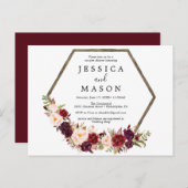 Boho Burgundy Couples Dusche Einladung Postkarte (Vorne/Hinten)