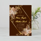 Boho Burgundy Diamond Gold Wedding Foil Folieneinladung (Stehend vorne)