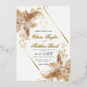 Boho Burgundy Diamond Gold White Wedding Foil Folieneinladung (Vorderseite)