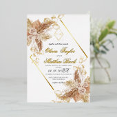 Boho Burgundy Diamond Gold White Wedding Foil Folieneinladung (Stehend vorne)