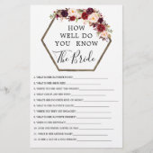 Boho Burgundy Double Side Brautparty Games (Vorderseite)