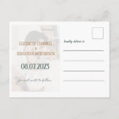 Boho Burgundy & Dusty Blue Floral Save the Date Ankündigungspostkarte (Rückseite)