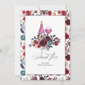 Boho Burgundy & Dusty Blue Themenwelt Bachelorette Dankeskarte (Vorderseite)