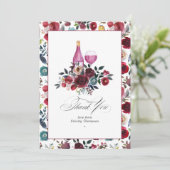 Boho Burgundy & Dusty Blue Themenwelt Bachelorette Dankeskarte (Stehend Vorderseite)