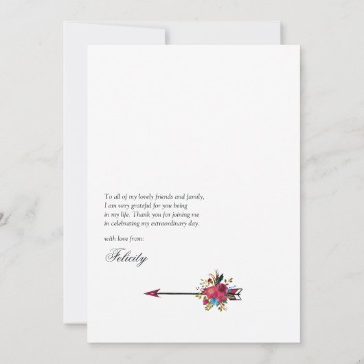 Boho Burgundy & Dusty Blue Themenwelt Bachelorette Dankeskarte (Rückseite)