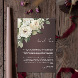 Boho Burgundy Elegant Rose Hochzeit Vielen Dank Dankeskarte