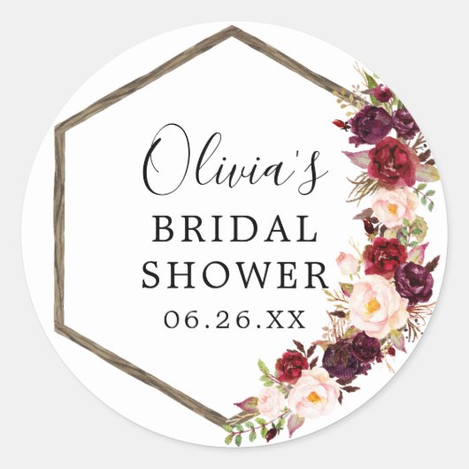 Boho Burgundy Envelope Favor Stickers (Vorderseite)