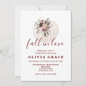 Boho Burgundy Fall Blumenkürbis Brautparty Einladung (Vorderseite)