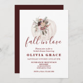 Boho Burgundy Fall Blumenkürbis Brautparty Einladung (Vorne/Hinten)