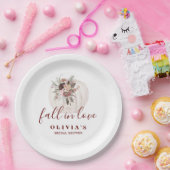 Boho Burgundy Fall Blumenkürbis Brautparty Pappteller (Party)