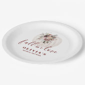 Boho Burgundy Fall Blumenkürbis Brautparty Pappteller (Schrägansicht)