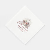 Boho Burgundy Fall Blumenkürbis Brautparty Serviette (Ecke)