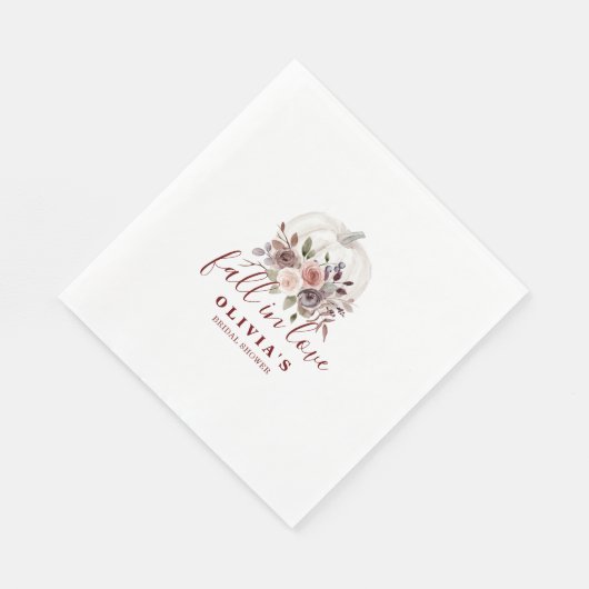 Boho Burgundy Fall Blumenkürbis Brautparty Serviette (Ecke)