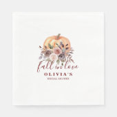 Boho Burgundy Fall Blumenkürbis Brautparty Serviette (Vorderseite)