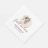 Boho Burgundy Fall Blumenkürbis Brautparty Serviette (Ecke)