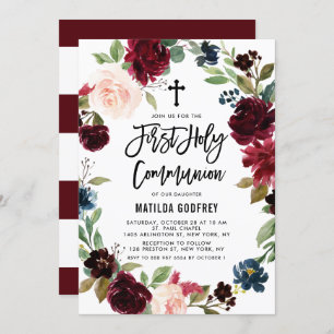 Boho Burgundy Fall Blumenreath Erste Kommune Einladung