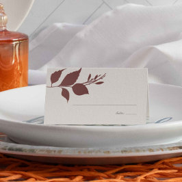 Boho Burgundy Fall Foliage Wedding Platzkarte