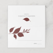 Boho Burgundy Fall Foliage Wedding Platzkarte (Außenseite Aufgefaltet)