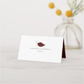Boho Burgundy Fall Foliage Wedding Platzkarte (Rückseite)