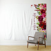 Boho Burgundy feathers Floral Foto Hintergrund Wandteppich (Beispiel (Horizontal))