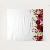 Boho Burgundy feathers Floral Foto Hintergrund Wandteppich (Vorderseite (Horizontal))