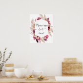 Boho Burgundy Floral Baby Shower Girl Mama ossign Poster (Küche)