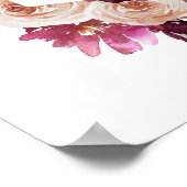 Boho Burgundy Floral Baby Shower Girl Mama ossign Poster (Ecke)