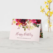 Boho Burgundy Floral | Happy Birthday Karte (Gelbe Blume)