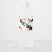 Boho Burgundy Floral Hochzeitwasser Flasche Etiket Wasserflaschenetikett (Rückseite)