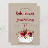 Boho Burgundy Floral Pumpkin Baby Dusche einladen Einladung (Vorne/Hinten)