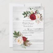 Boho Burgundy Floral QR Code UAWG Bohemisch Weddin Einladung (Vorderseite)