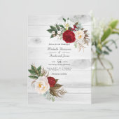 Boho Burgundy Floral QR Code UAWG Bohemisch Weddin Einladung (Stehend Vorderseite)