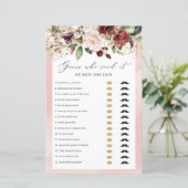 Boho Burgundy Floral sagte, sie sagte, Spiel (Stehend Vorderseite)