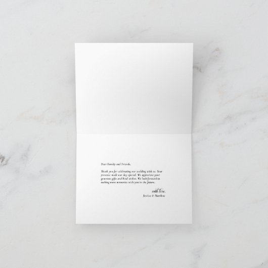 Boho Burgundy Floral Script Wedding Dankeskarte (Innenseite)