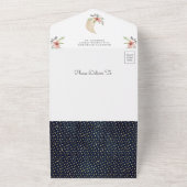 Boho Burgundy Floral Stars Moon Navy Babydusche All In One Einladung (Außenbereich)