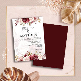 Boho Burgundy Floral Wedding Einladung