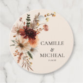 Boho Burgundy Floral Wedding Geschenkanhänger (Vorderseite)